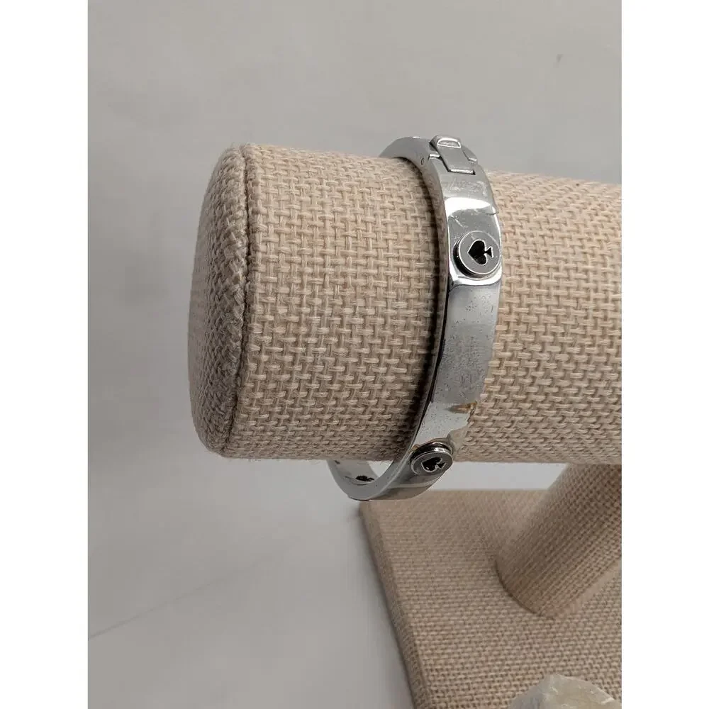 Kate Spade New York Silver Tone Spade Logo Hinged Bangle Bracelet Fashion - Picture 5 of 7